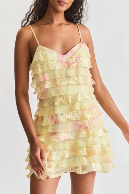 Agrace Mini Dress In Yellow Melon