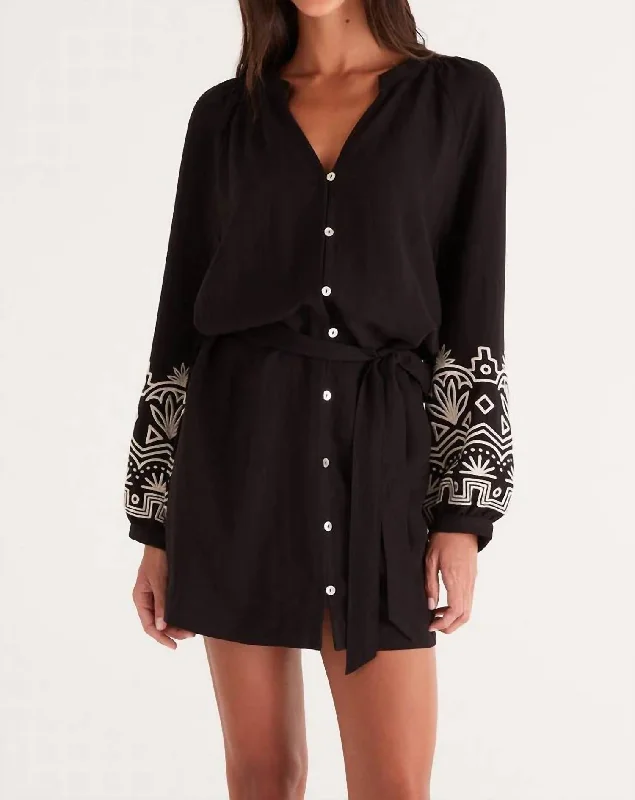 Malia Embroidered Dress In Black