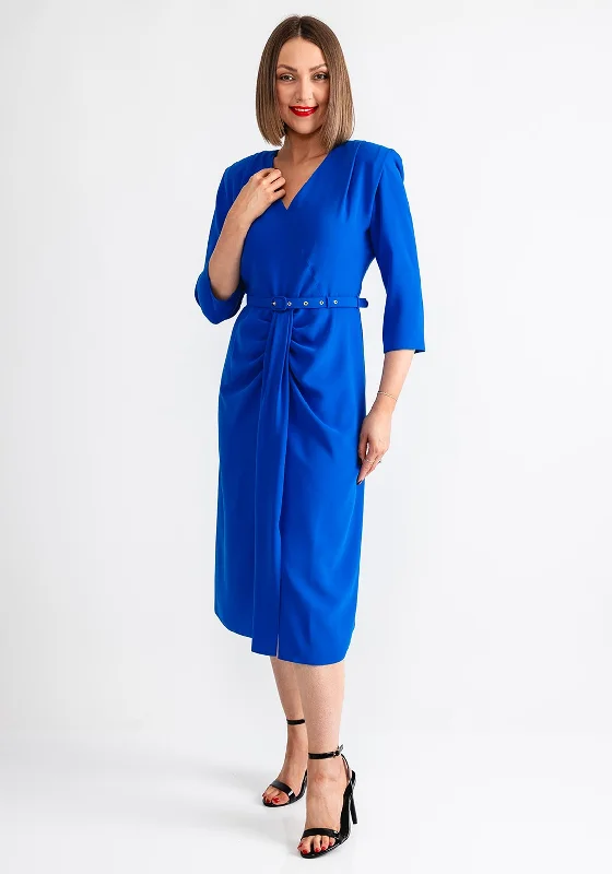 Coco Doll Jazz Belted Pencil Dress, Royal Blue