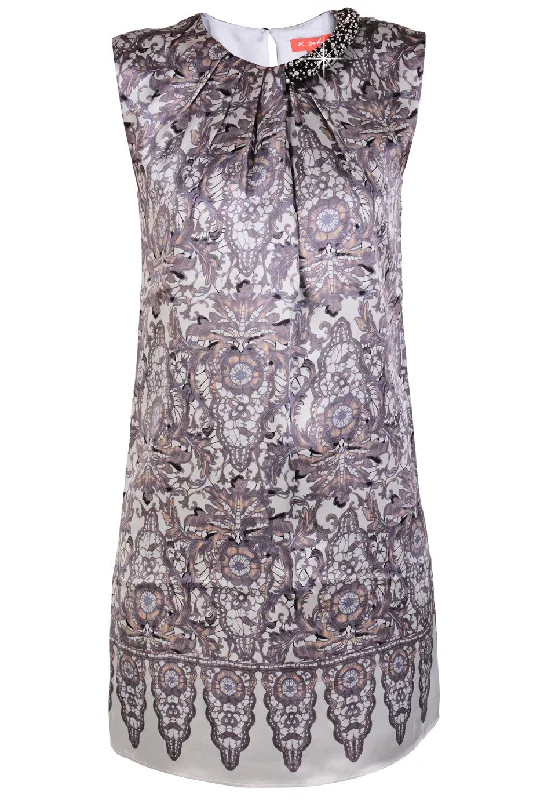 RENÉ DERHY OXFORD Grey Silk Mini Dress