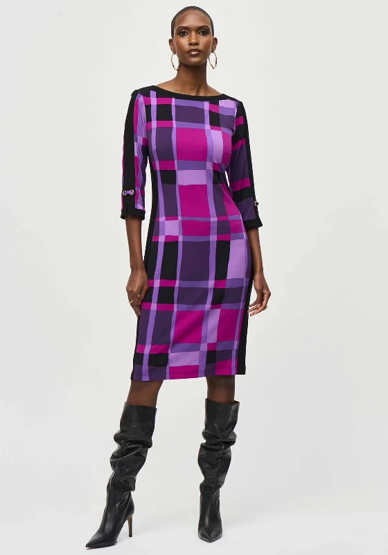 Joseph Ribkoff Geometric Panel Dress, Purple & Black