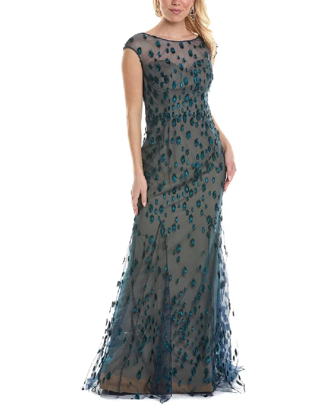 Rene Ruiz Off-The-Shoulder Sequin Gown