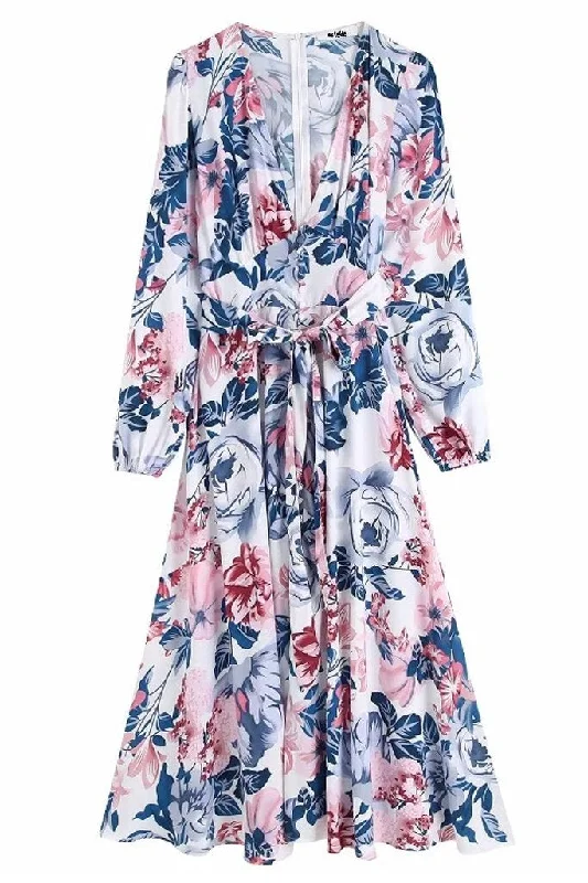 Tereza Blue Print Floral Dress