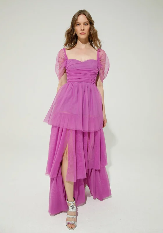 Goa Goa Vestito Lungo Tulle Floor Length Dress, Orchid