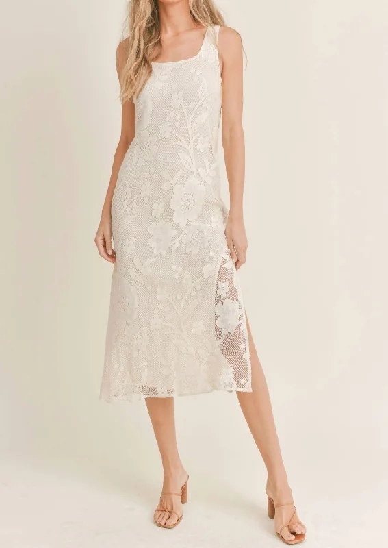 Vintage Lover Lace Midi Dress In Ivory