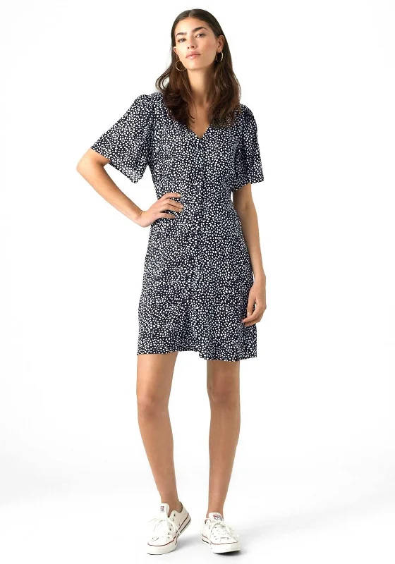 Vero Moda Alba Spot Print Shirt Dress, Navy Blazer