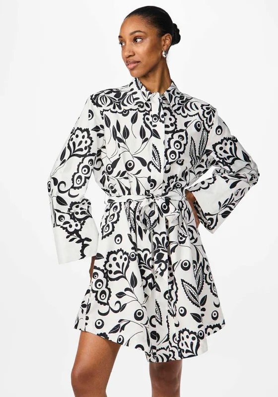 Y.A.S Garden Print Mini Shirt Dress, Star White