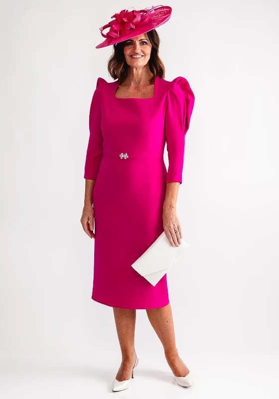 Claudia C Puff Sleeve Pencil Dress, Pink