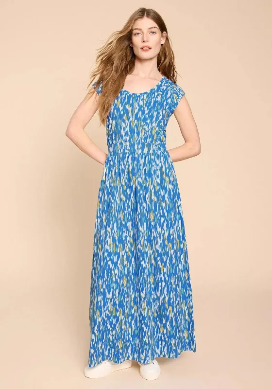 White Stuff Darcie V Neck Printed Maxi Dress, Blue