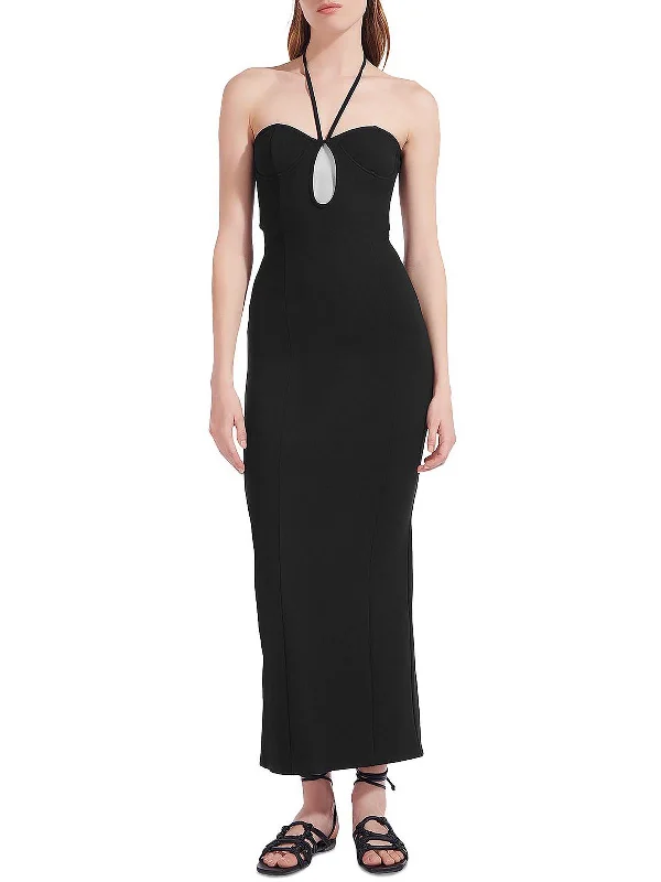 Womens Cut Out Halter Maxi Dress