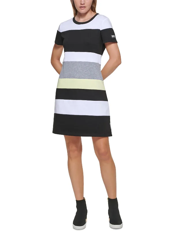 Womens Striped Short Sleeve Shirtdress