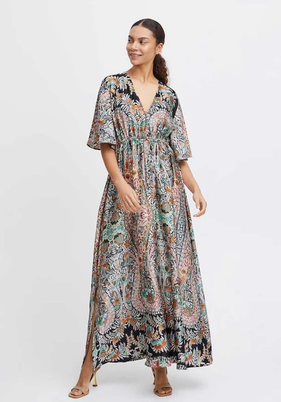 B.Young Hermine Floral Long Dress, Black Mix