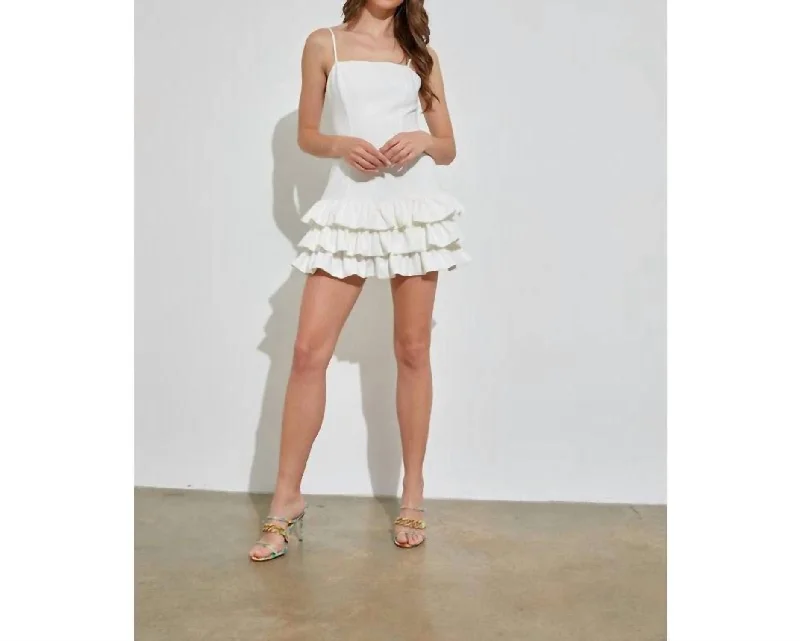 Ruffle Dress In Off White