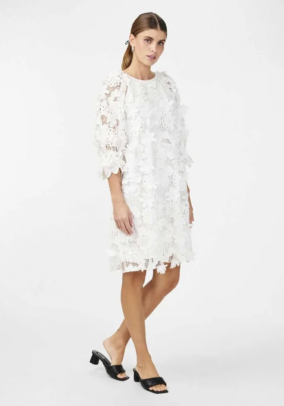 Y.A.S Trea Crochet Flower Shift Dress, Star White