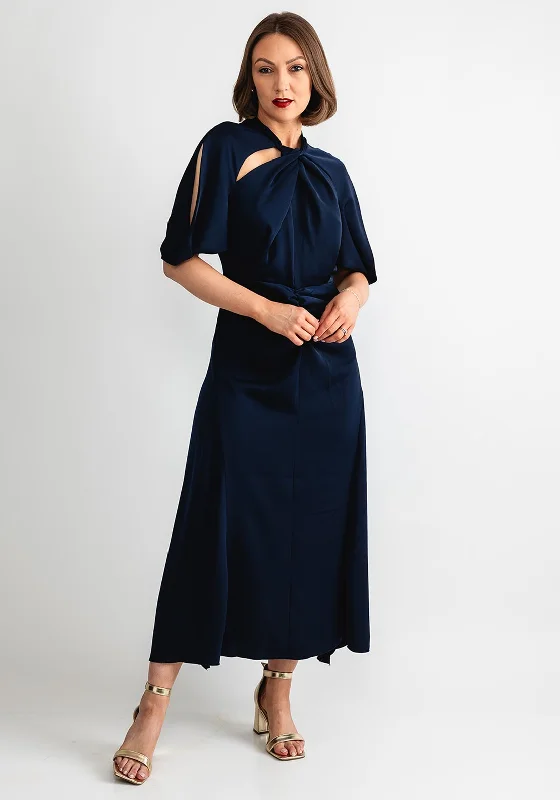 Kevan Jon Willow Cut Out Neckline Dress, Navy