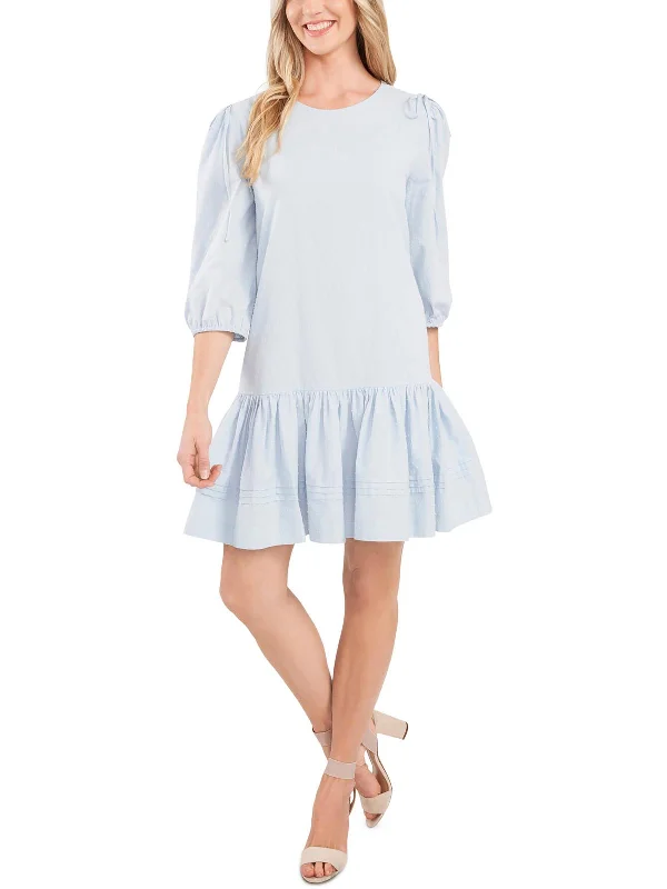 Womens Ruffled Mini Fit & Flare Dress