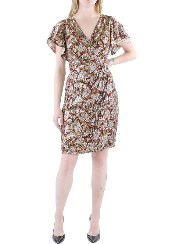 Womens Metallic Viscose Mini Dress