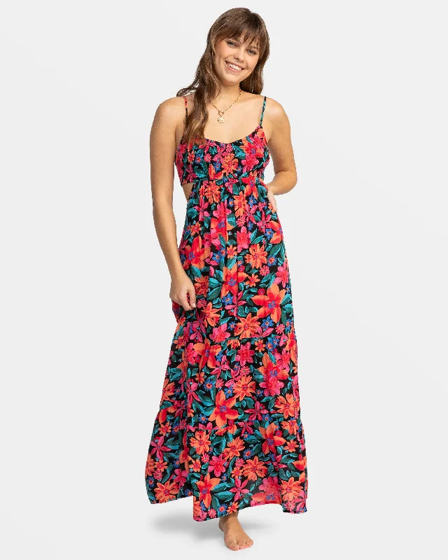 Hot Tropics Flowy Maxi Dress - Anthracite Floral Fiesta