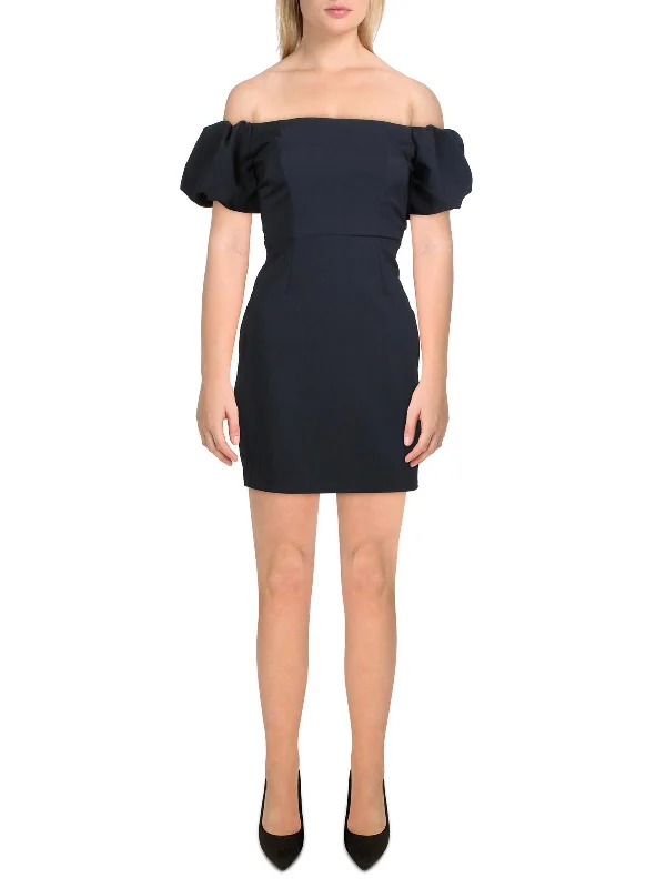 Juniors Womens Off-The-Shoulder Mini Bodycon Dress