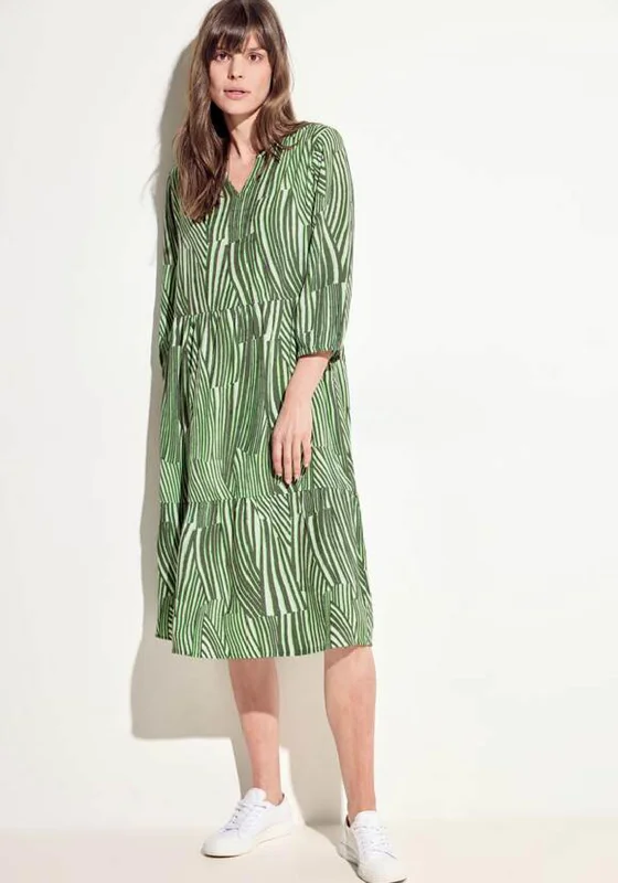 Cecil Dobby Midi Tunic Dress, Cool Khaki