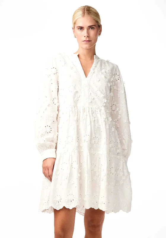 Y.A.S Menusa Lace Mini Smock Dress, Star White