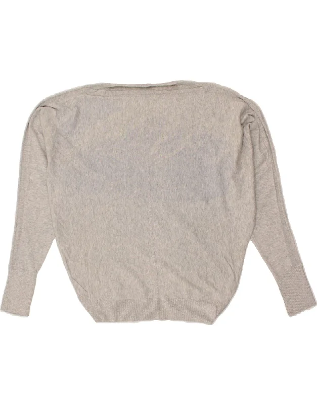 ALL SAINTS Womens Boat Neck Jumper Sweater UK 10 Small Grey Cotton