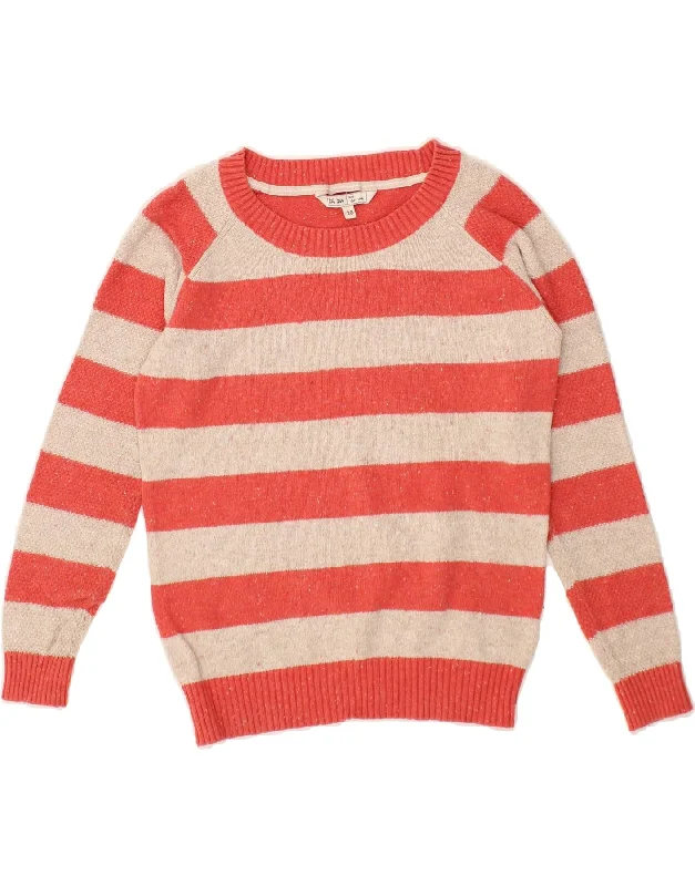 FAT FACE Womens Boat Neck Jumper Sweater UK 10 Small Red Striped Cotton