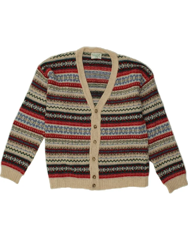 BENETTON Womens Cardigan Sweater UK  12 Medium Multicoloured Fair Isle