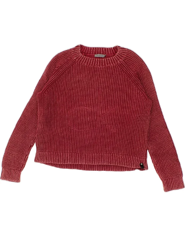 CALVIN KLEIN JEANS Womens Boat Neck Jumper Sweater UK 10 Small Maroon