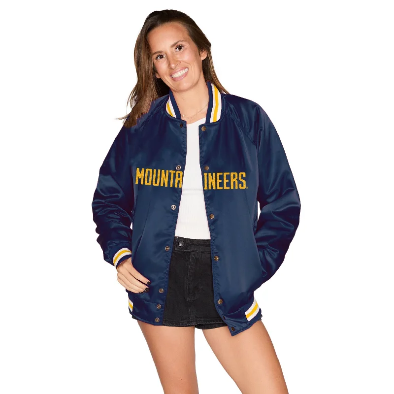 West Virginia Mountaineers Satin Letterman Bomber Jacket