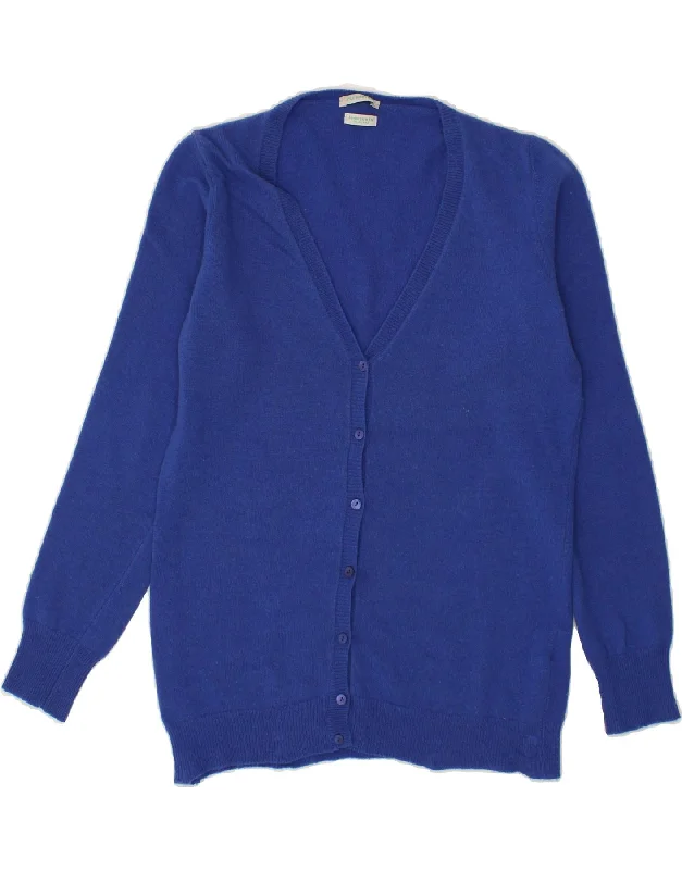 BENETTON Womens Cardigan Sweater UK 12 Medium Navy Blue Virgin Wool