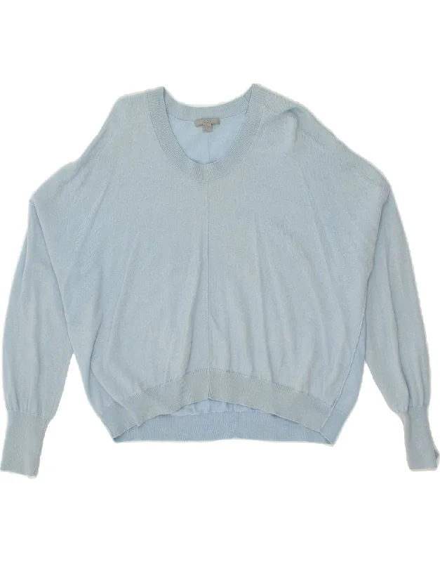 COS Womens Oversized Crew Neck Jumper Sweater UK 14 Medium Blue Wool