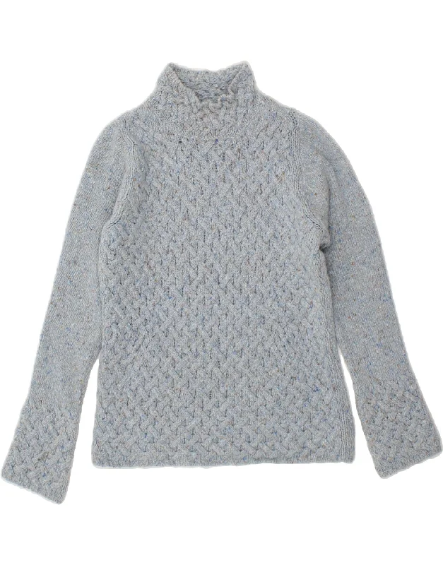 IRELANDS EYE Womens Turtle Neck Jumper Sweater UK 10 Small Blue Flecked