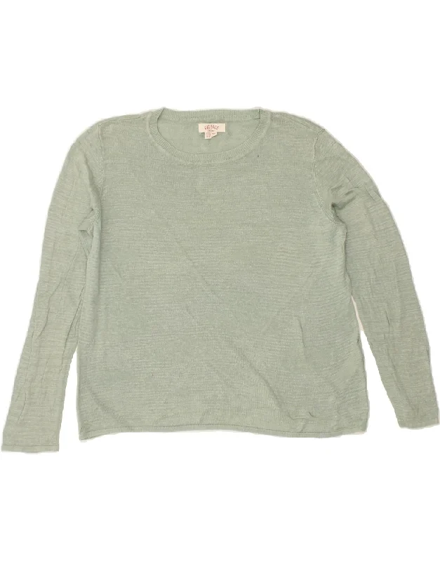 FAT FACE Womens Crew Neck Jumper Sweater UK 10 Small Green Linen