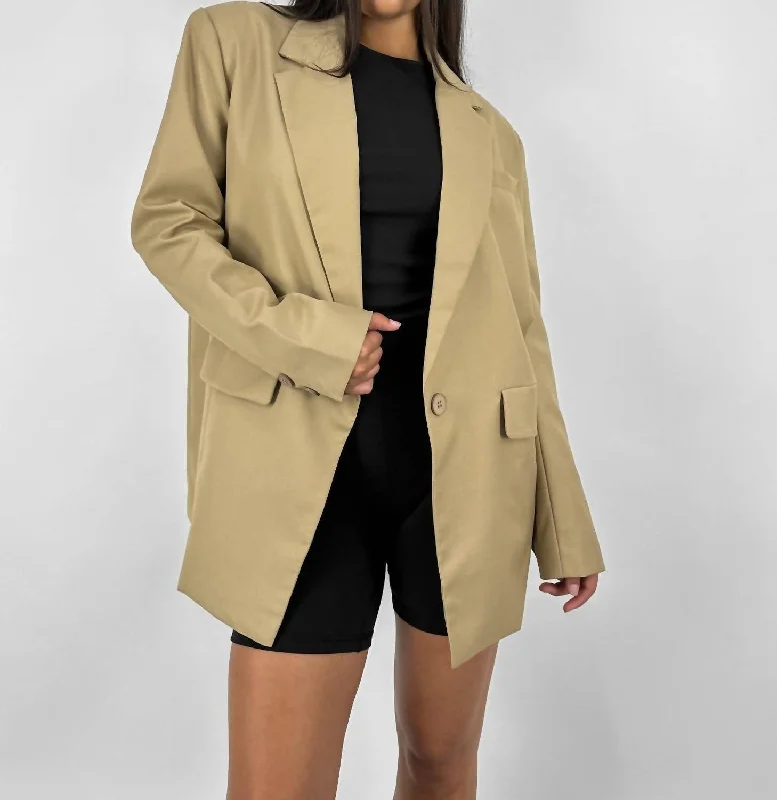 Monochrome Oversized Blazer In Tan