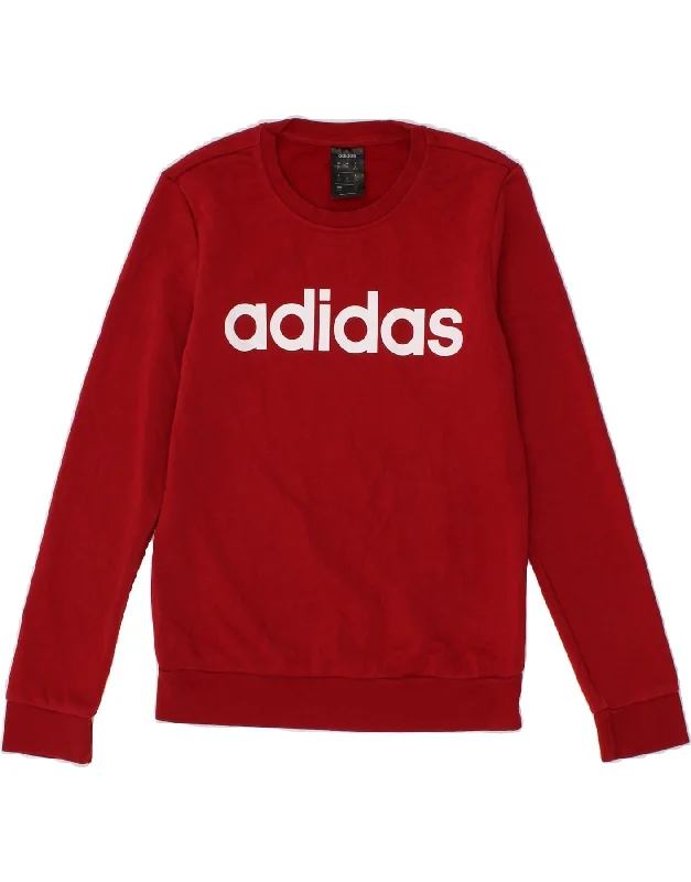 ADIDAS Womens Graphic Sweatshirt Jumper UK 4/6 XS Red Cotton