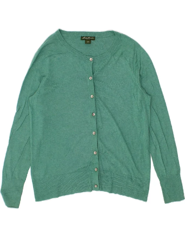 EDDIE BAUER Womens Cardigan Sweater UK 18 XL Green Cotton