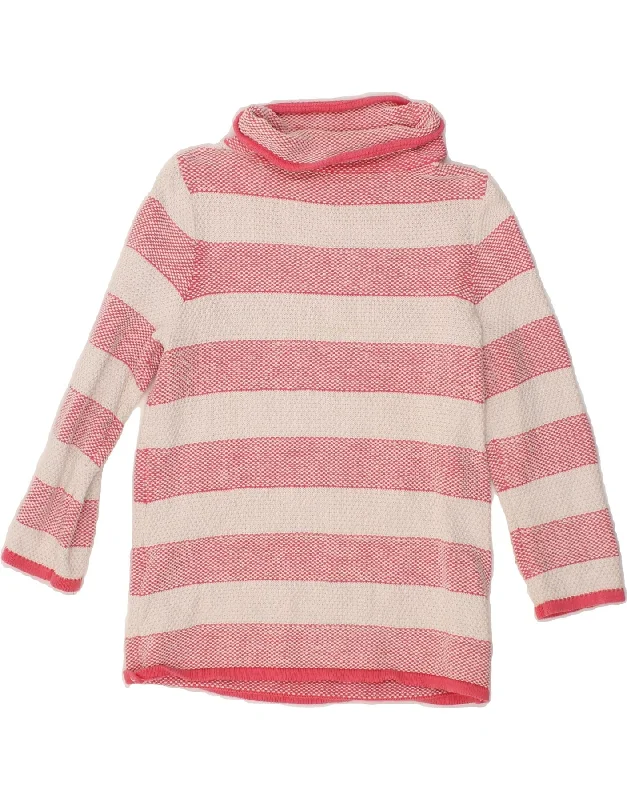 LAURA ASHLEY Womens Roll Neck Jumper Sweater UK 12 Medium Pink Striped