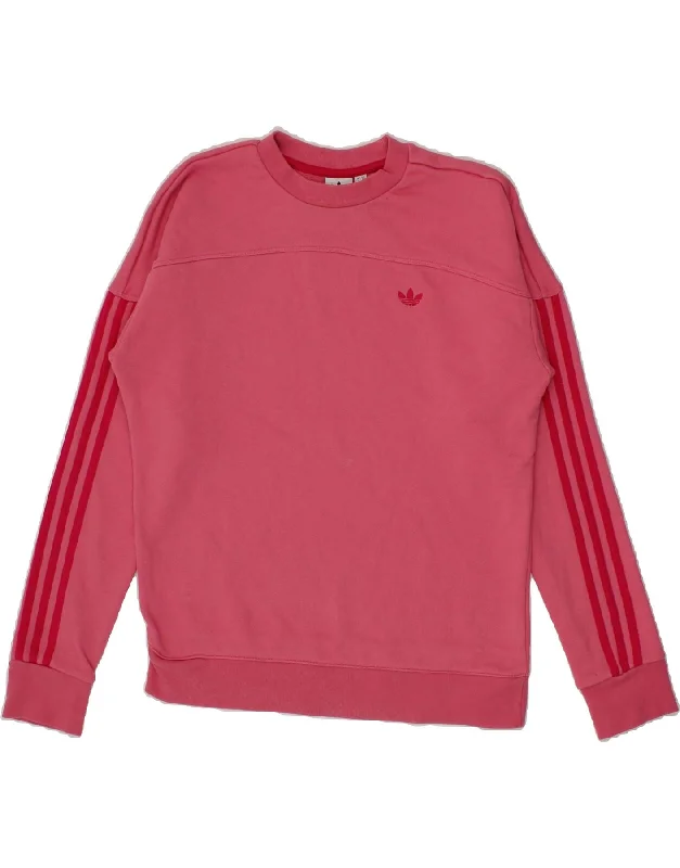 ADIDAS Womens Oversized Sweatshirt Jumper UK 6 XS Pink Cotton