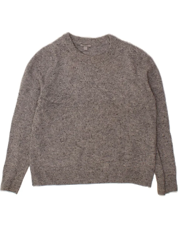 COS Womens Boat Neck Jumper Sweater UK 14 Medium Grey Flecked Wool