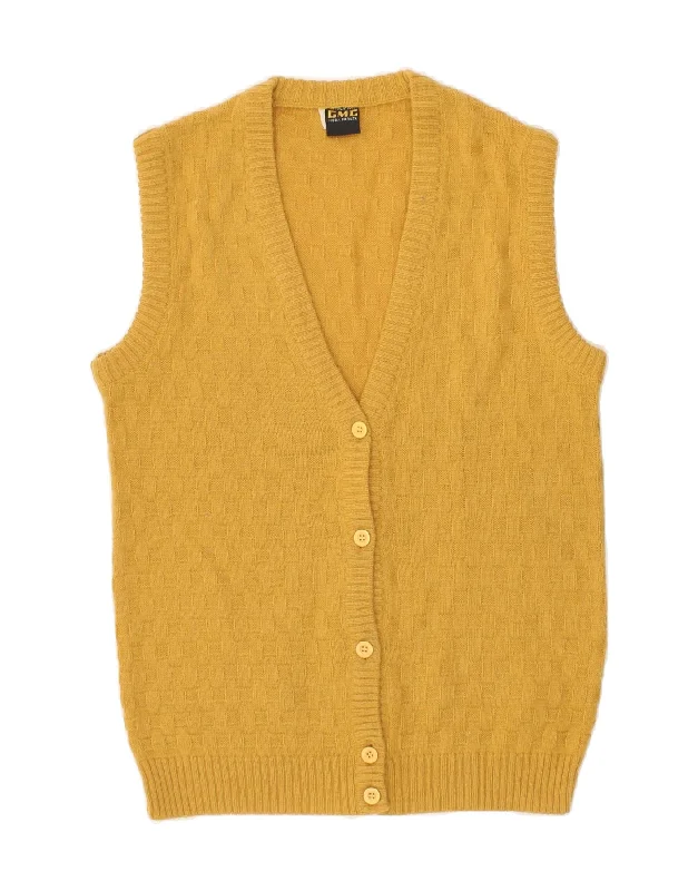 VINTAGE Womens Sleeveless Cardigan Sweater US 4 Small Yellow