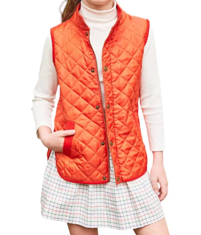 Classic Quilted Vest In Orange