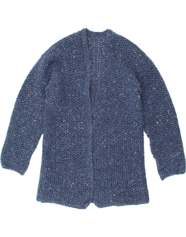 VINTAGE Womens Crochet Cardigan Sweater UK 12 Medium Navy Blue Flecked