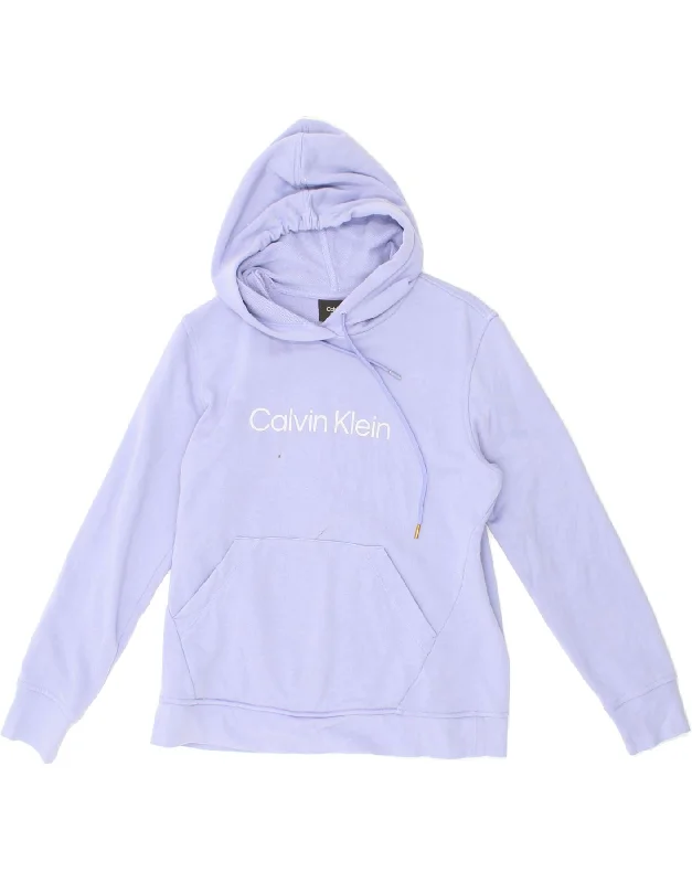 CALVIN KLEIN Womens Graphic Hoodie Jumper UK 14 Medium Purple