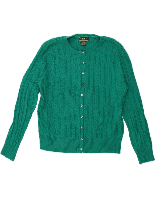 EDDIE BAUER Womens Cardigan Sweater UK 18 XL Green Cotton