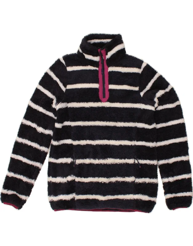 MOUNTAIN WAREHOUSE Womens Zip Neck Fleece Jumper UK 8 Small Black Striped