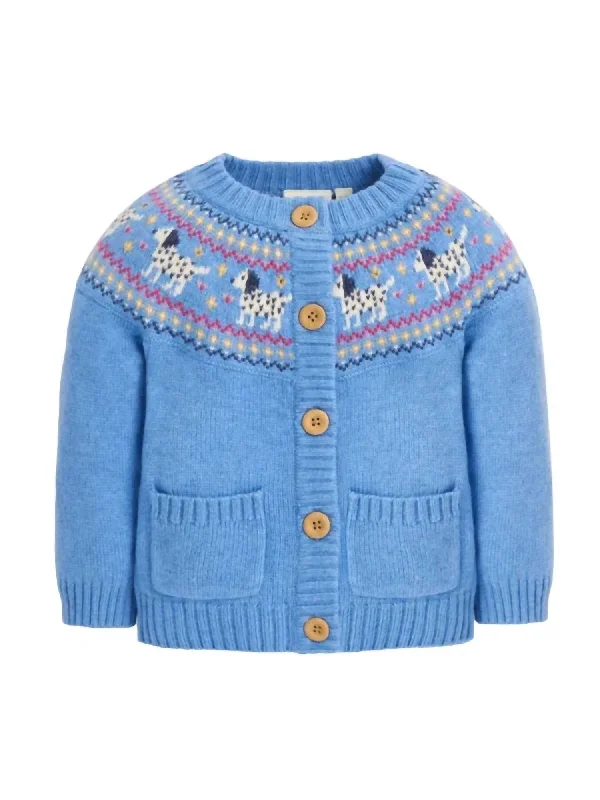 Girl's Dalmatian Fair Cardigan In Isle Blue