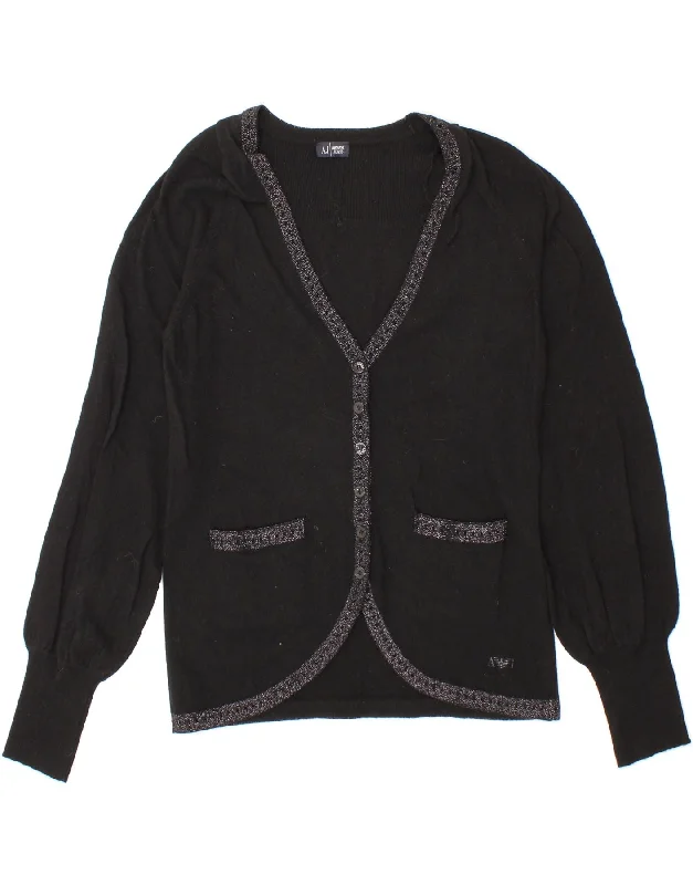 ARMANI JEANS Womens Cardigan Sweater UK 10 Small Black