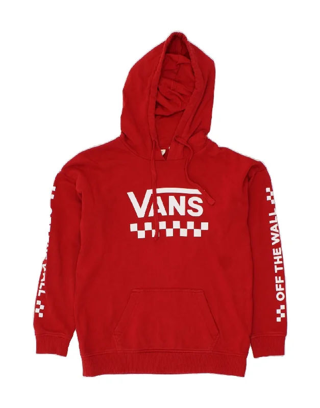 VANS Womens Graphic Hoodie Jumper UK 6 XS Red Cotton