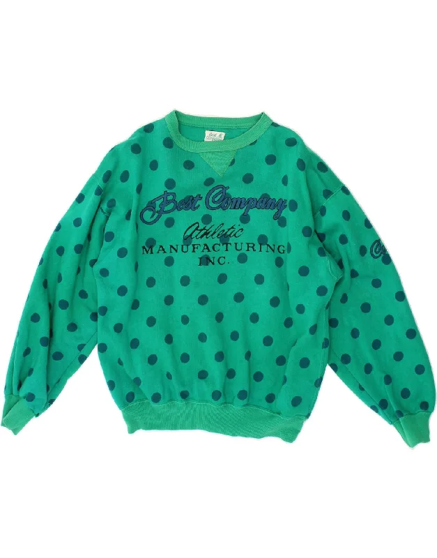 BEST COMPANY Womens Graphic Sweatshirt Jumper US 8 Medium Green Polka Dot